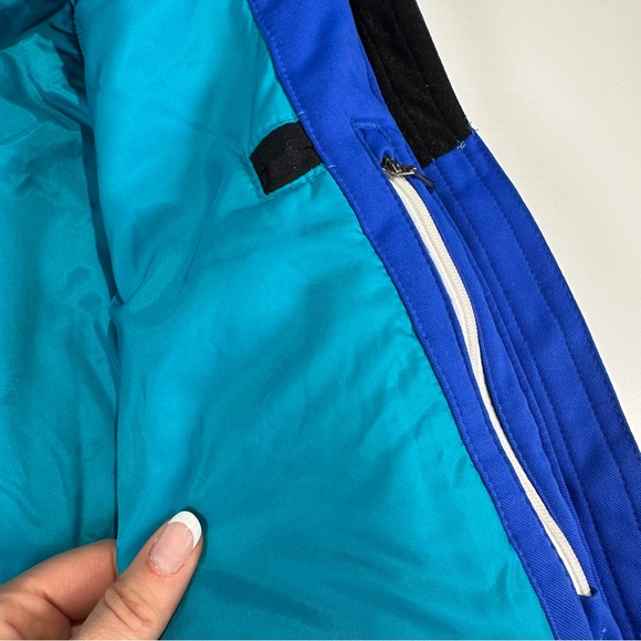 Obermeyer insulated ski jacket women’s snow coat chevron stripes size 8 blue - Picture 15 of 15